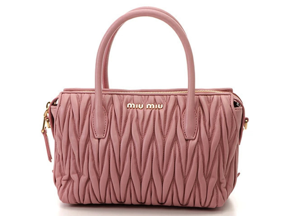 Miu Miu Matelasse Avenue Shoulder Bag Leather Pink